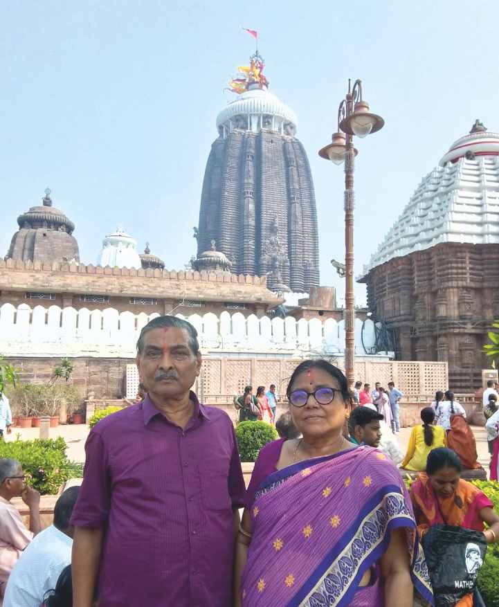 With his wife at the Jagannath temple, Puri